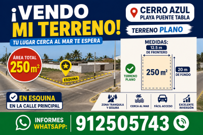 OCASION VENDO TERRENO EN CERRO AZUL